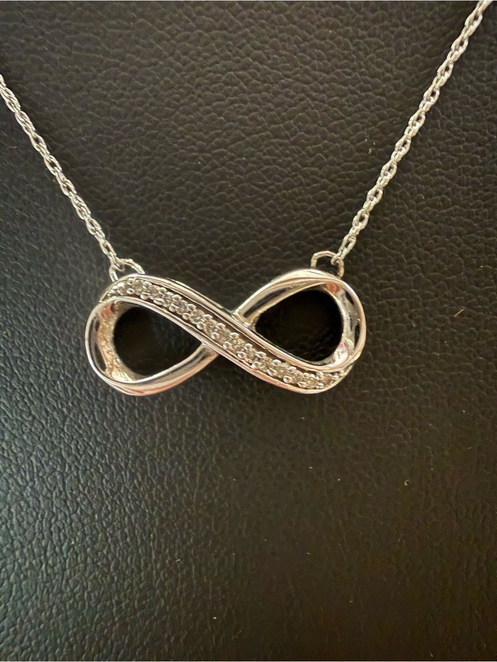 925 Sterling Silver Infinity Pendant Necklace with Diamond Accents